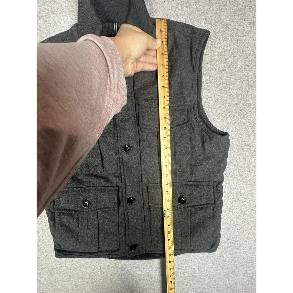 Banana Republic Vest Mens XL Gray Wool‎ Quilted Insulated Full Zip Pockets Warm